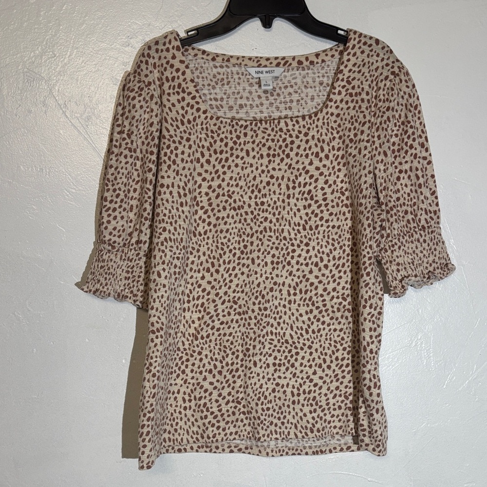 Nine West Women's Beige and Brown Blouse
